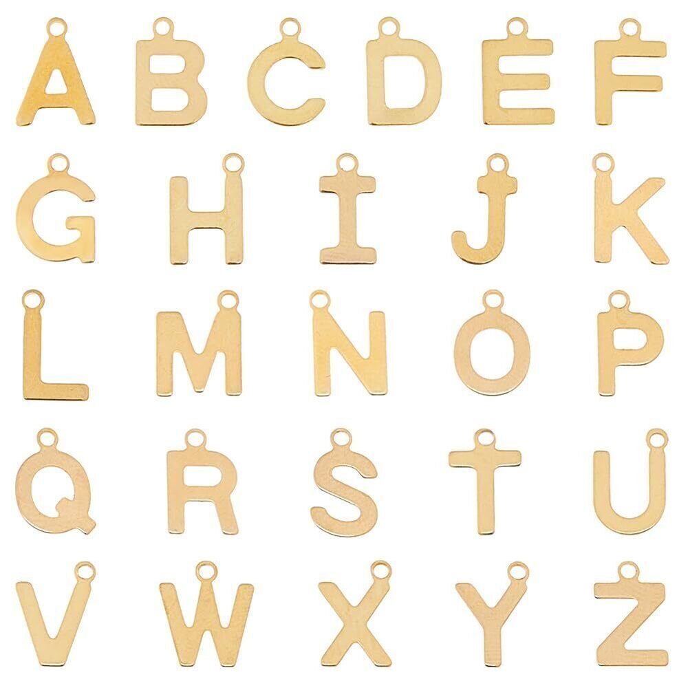 5636 104pcs A-Z Alphabet Letters Charms 18K Gold Plated Alphabet Charm